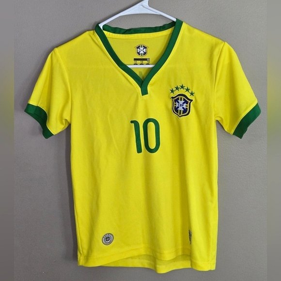 Youth Brazil CBF 2014 #10 Neymar Jr. Soccer Jersey, Size Medium - Picture 1 of 3